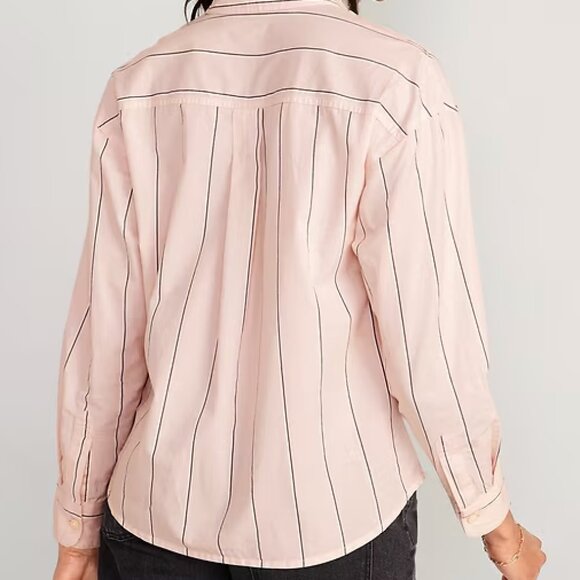 Old Navy Striped Cropped Utility Boyfriend Shirt - Picture 6 of 6
